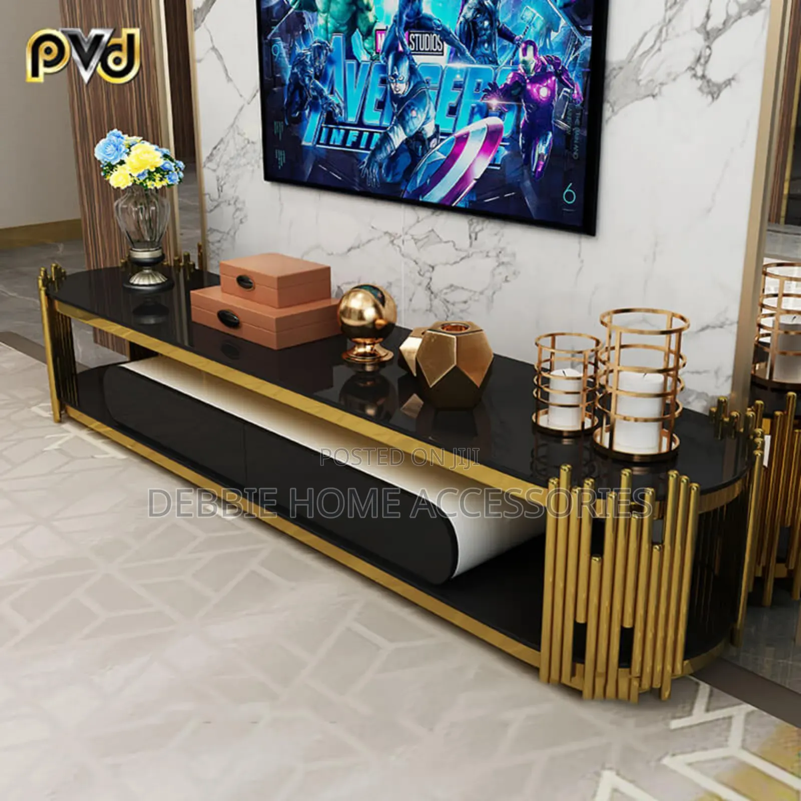 Modern Black and Gold Tv Stand ( 23-90y) Size 140cm*40cm