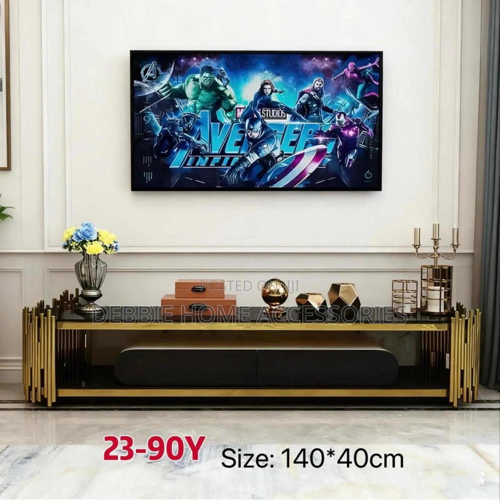 Modern Black and Gold Tv Stand ( 23-90y) Size 140cm*40cm