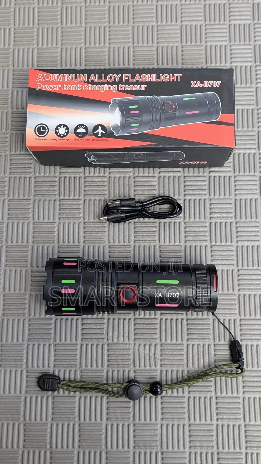Aluminum Alloy Flashlight Power Bank – Model Xa-B707