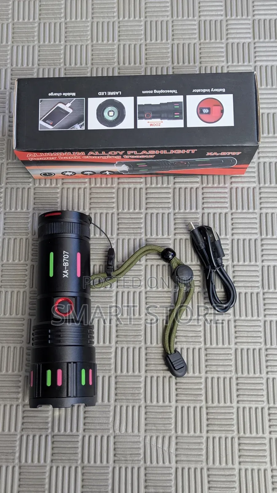 Aluminum Alloy Flashlight Power Bank – Model Xa-B707