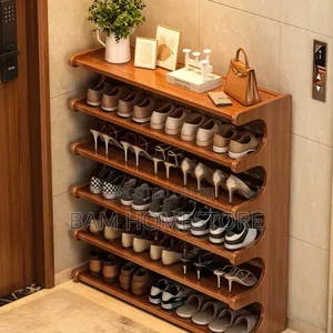 5-Tier Wooden Shoe Storage Rack (83x70x20cm)