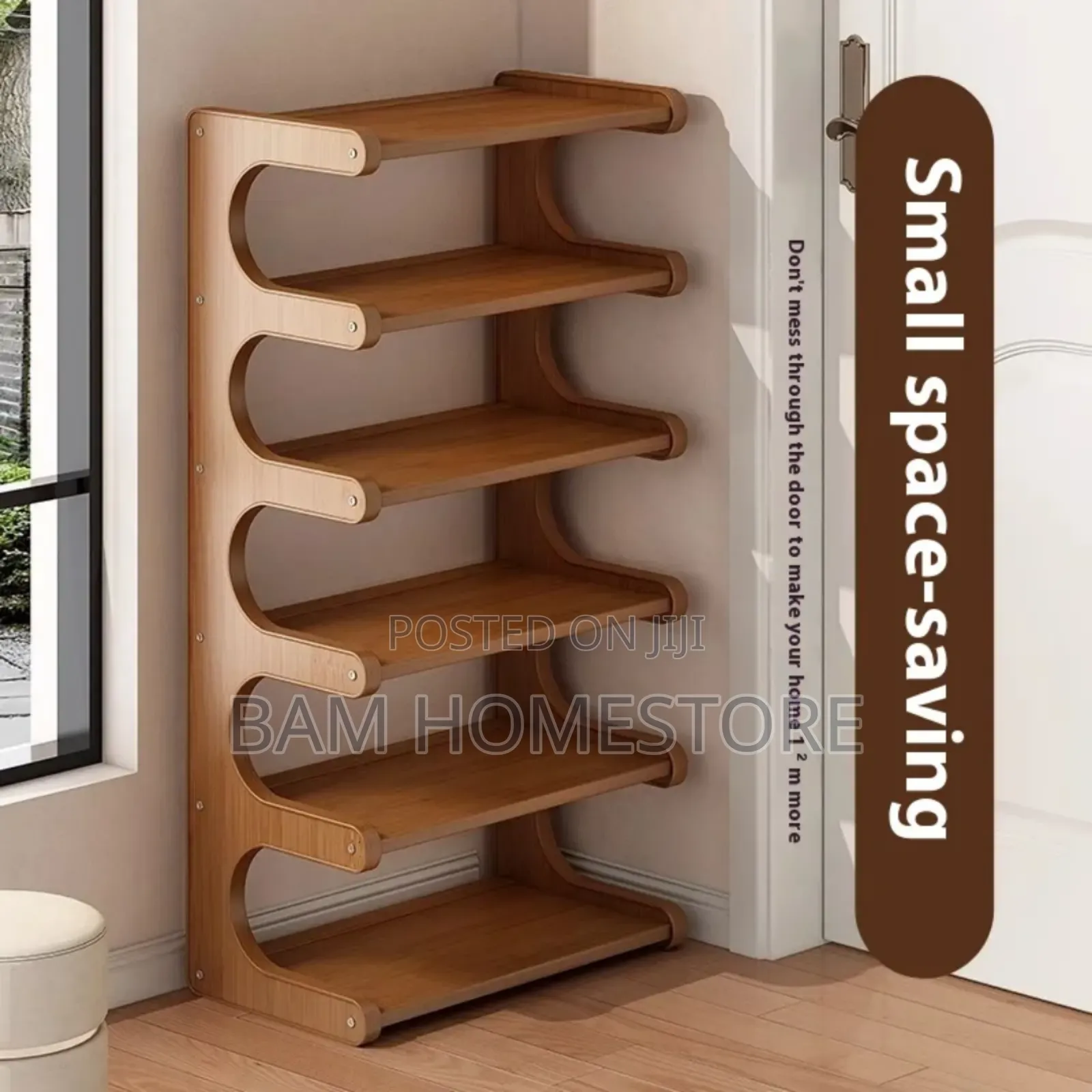 5-Tier Wooden Shoe Storage Rack (83x70x20cm)