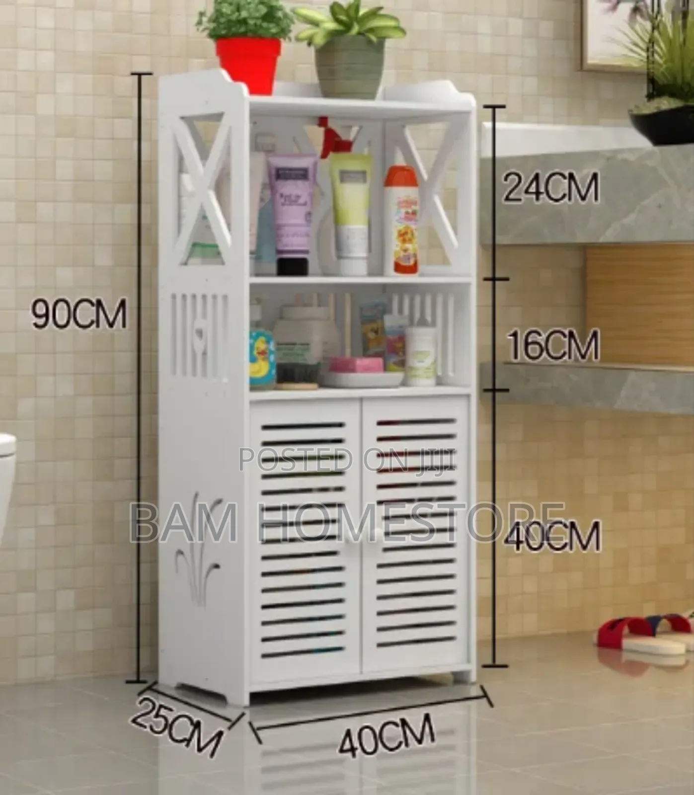 White Multi-Purpose Bathroom Storage Cabinet (90cm)