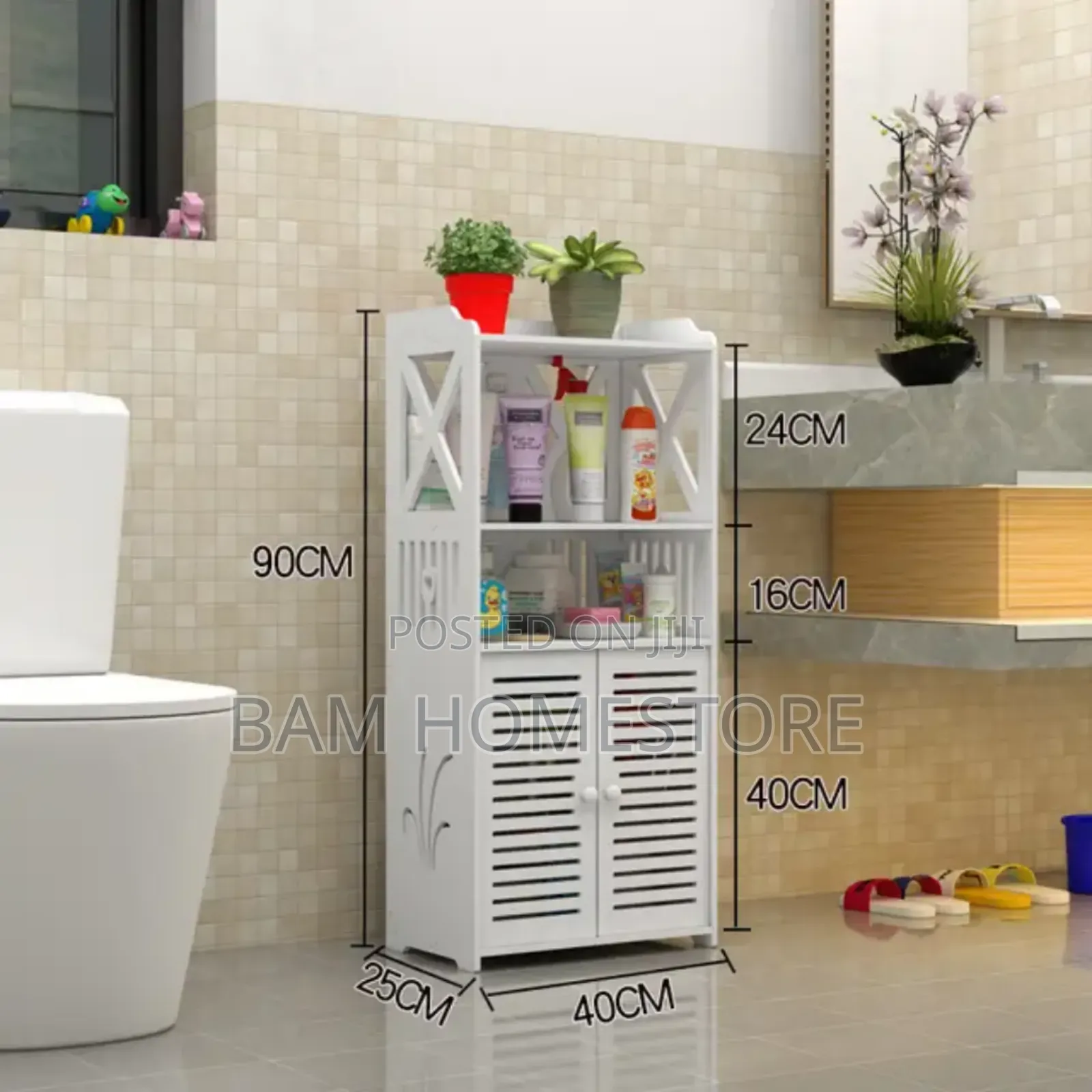 White Multi-Purpose Bathroom Storage Cabinet (90cm)