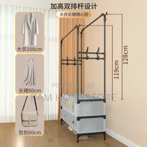Portable Garment Rack With Fabric Storage Drawers (175x83cm)