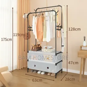Portable Garment Rack With Fabric Storage Drawers (175x83cm)