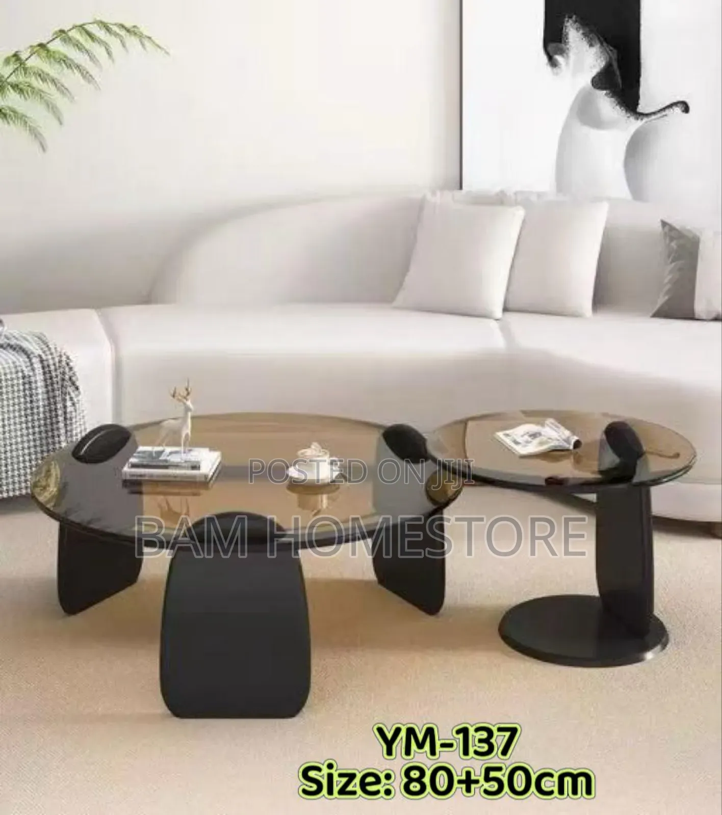 Modern Glass Coffee Side Table Set (Model Ym-137)
