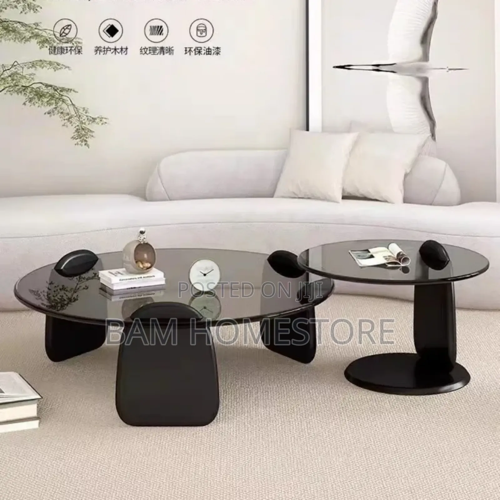Modern Glass Coffee Side Table Set (Model Ym-137)