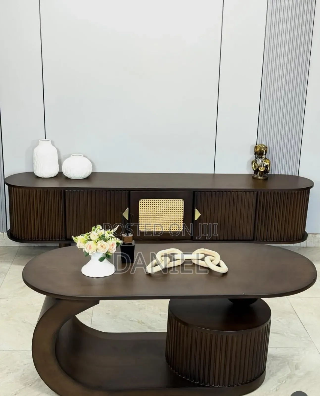 Living Room Set Coffee Table Na Tv Showcase Wood Color