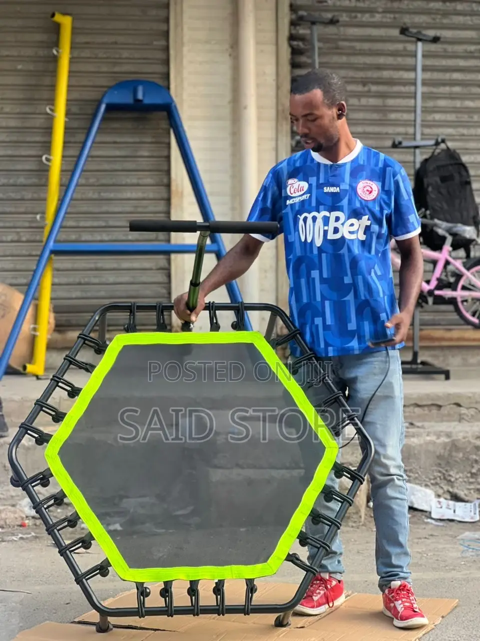 48" Silent Mini Trampoline With Adjustable Handle Bar Fitness Indo