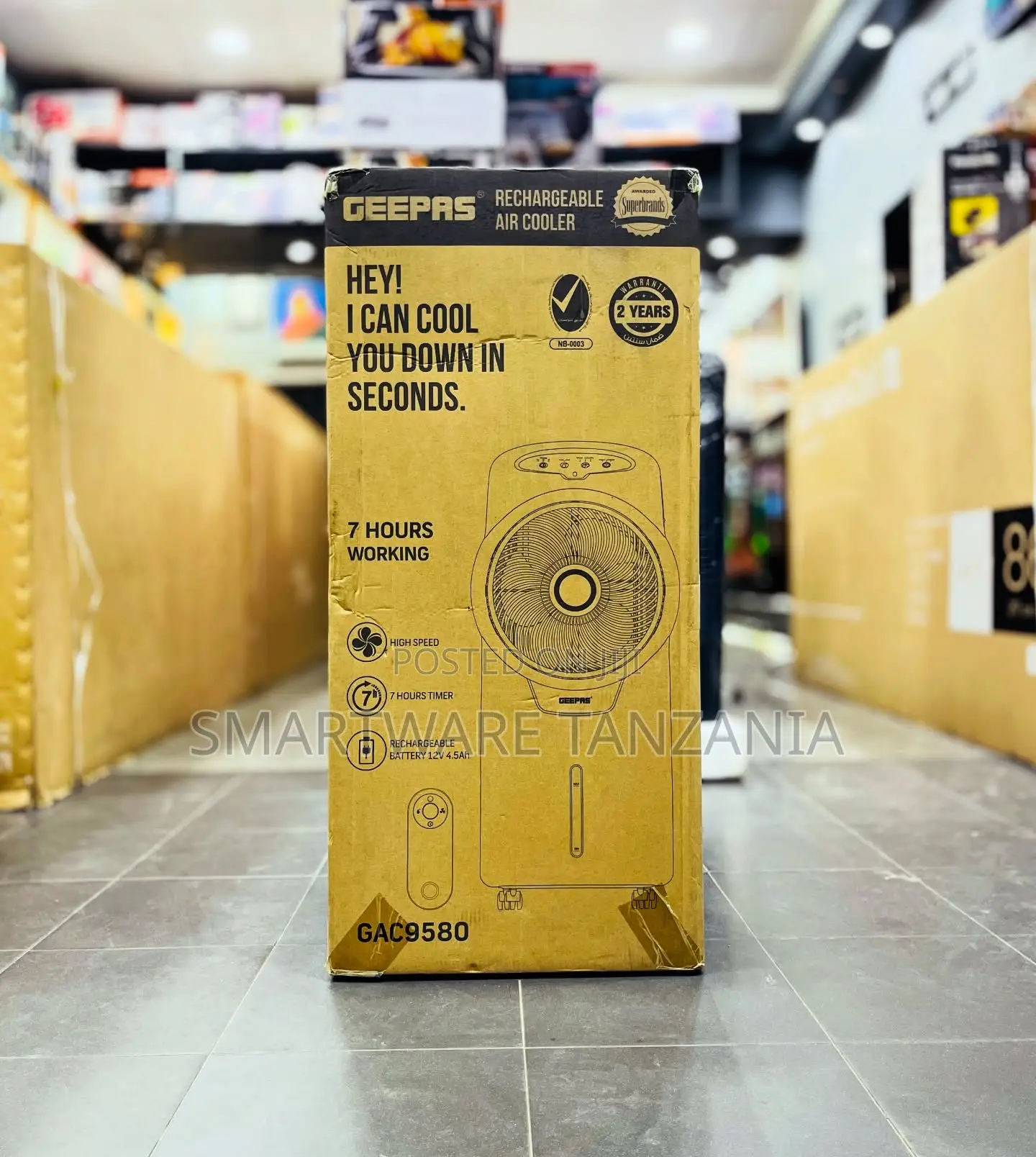 Geepas Gac9580 Rechargeable Air Cooler Fan 7 Hours Battery Life