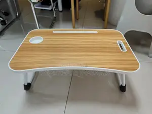 Portable Laptop Desk Bed Table Foldable Study Tray Wood Grain