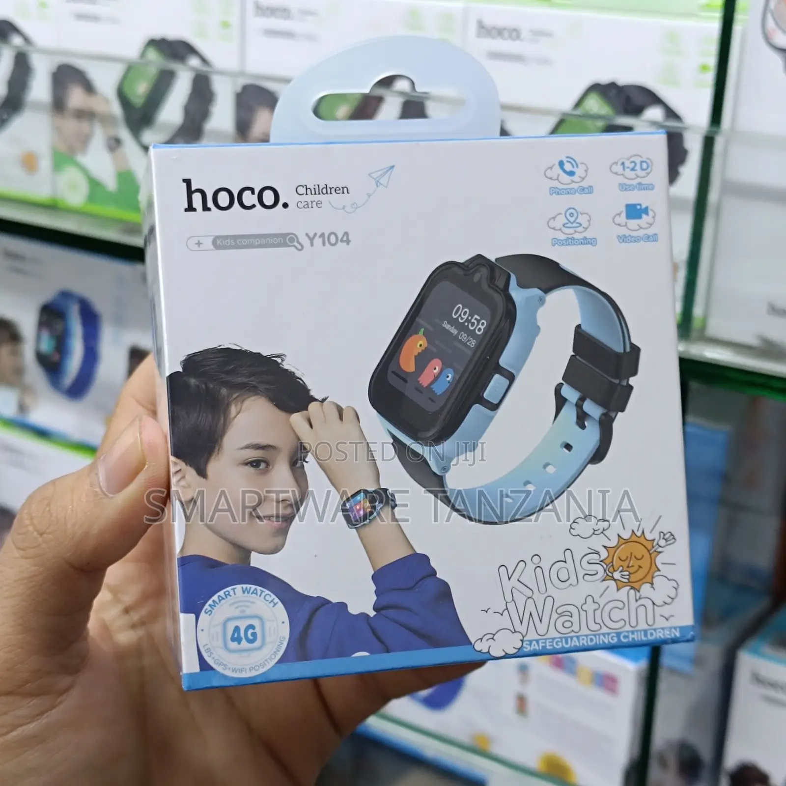 Hoco Y104 Kids Smart Watch 4g Gps Video Call Blue Black For Boys