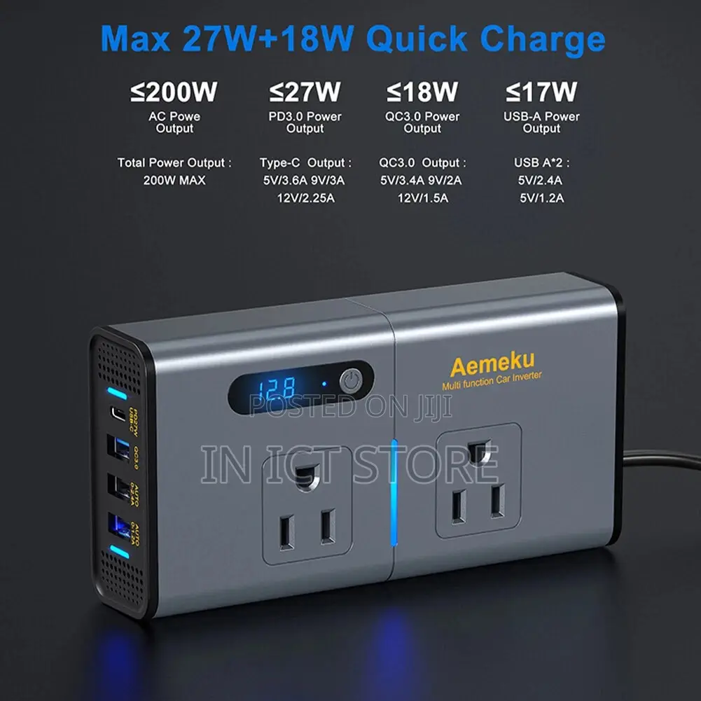 200w Fast Car Charger Adapter for Truck 12v 24v 220v