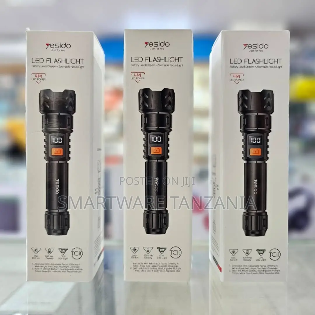 Yesido Tc10 4w Led Flashlight Rechargeable 800mah Cob Zoomable Lamp