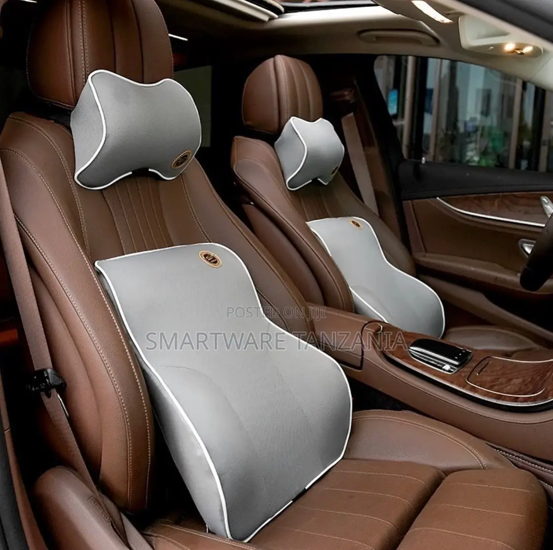 Gray Ergonomic Car Seat Pillow Set For Ultimate Driving Comfort