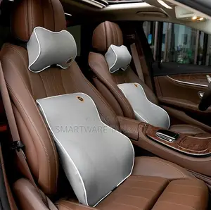 Gray Ergonomic Car Seat Pillow Set For Ultimate Driving Comfort
