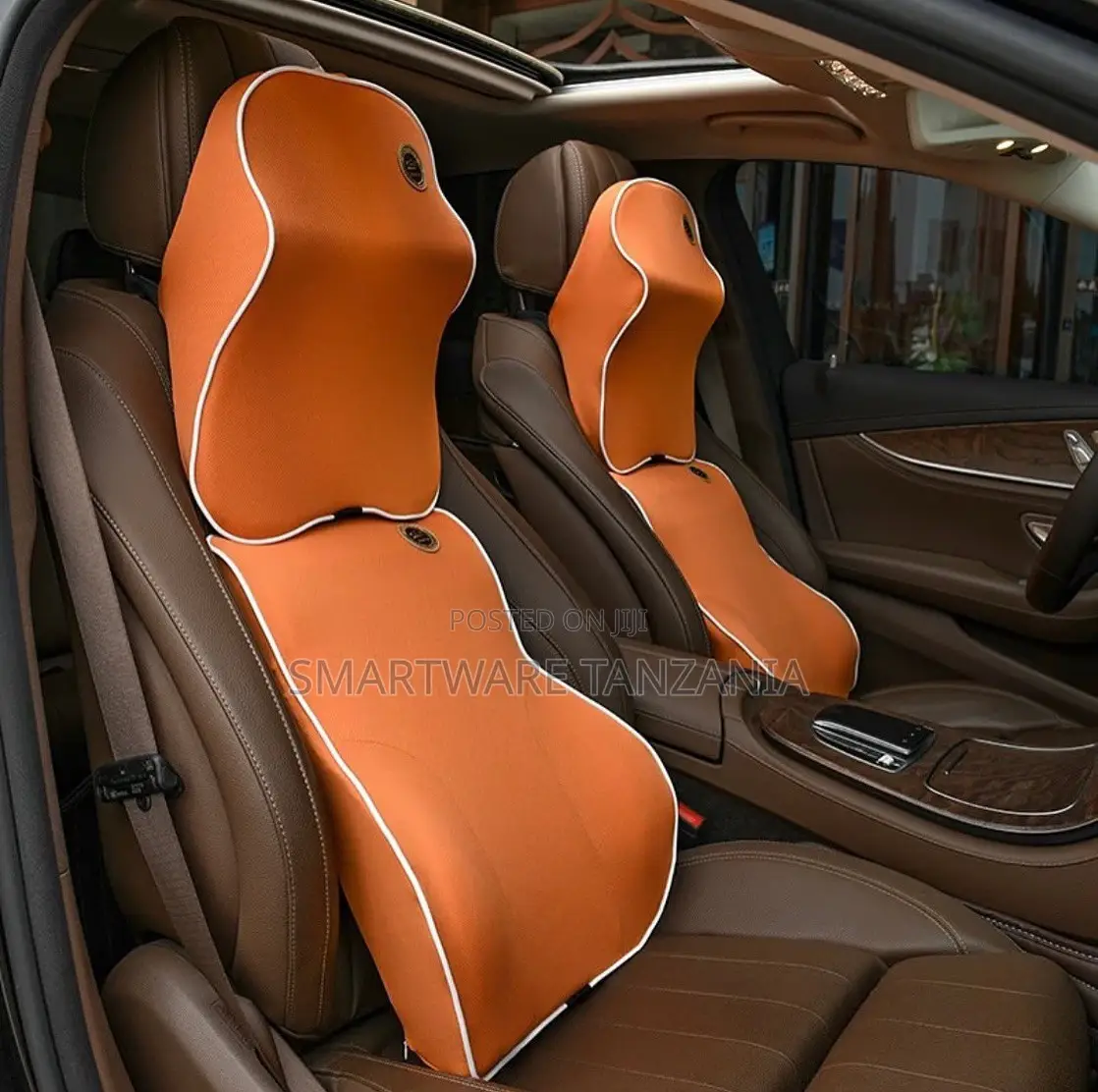 Orange Memory Foam Car Neck And Back Support Cushions For Travel