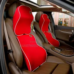 Red Premium Auto Headrest And Lumbar Pillows For Pain Relief
