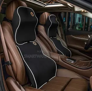 Black Luxe Car Seat Support Set With Neck And Lumbar Cushions
