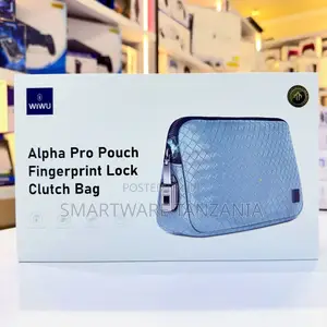 Wiwu Alpha Pro Pouch Fingerprint Lock Clutch Bag Light Blue Woven