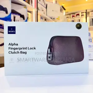 Wiwu Alpha Fingerprint Lock Clutch Bag Dark Brown Premium Leather