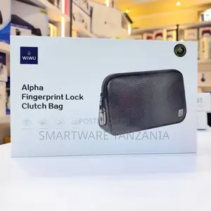 Wiwu Alpha Fingerprint Lock Clutch Bag Black Leather Biometric Lock