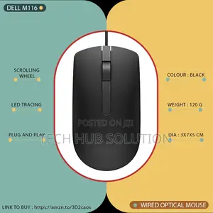 Dell Ms116 Wired Optical Mouse – Smooth Reliable