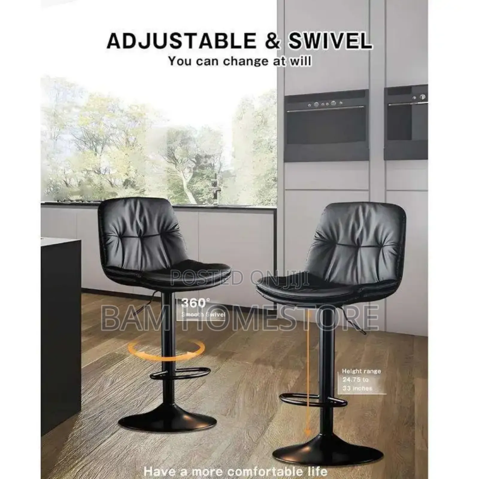 Padded Hydraulic Bar Stools Adjustable Swivel Chair