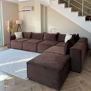 Sofa Set L Shape Brown Color
