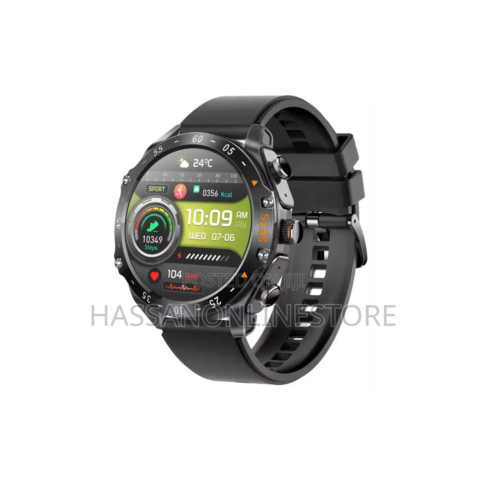 Porodo Hype Smart Watch With Wireless Earbuds and Black Leather Band