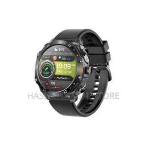 Porodo Hype Smart Watch With Wireless Earbuds and Black Leather Band