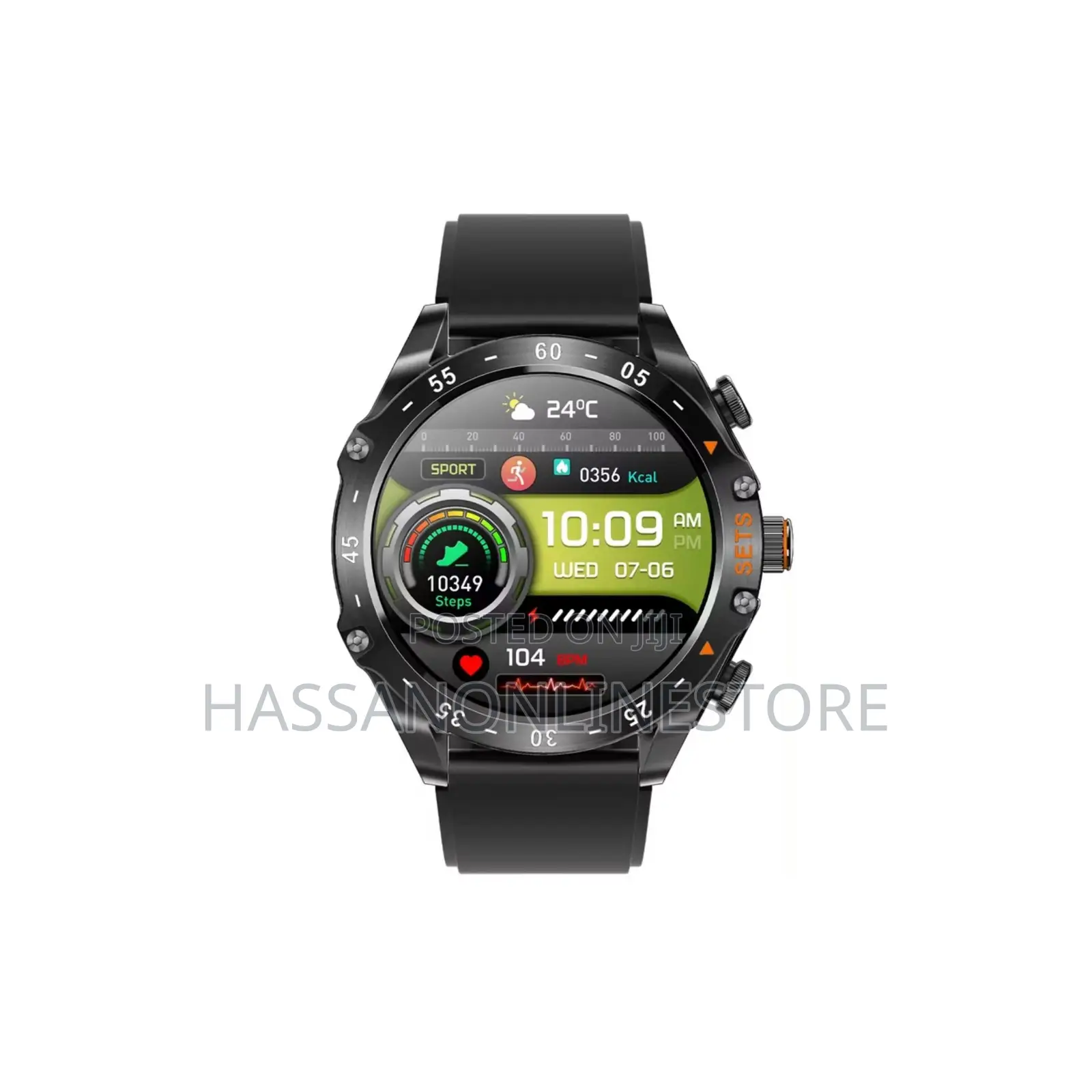 Porodo Hype Smart Watch With Wireless Earbuds and Black Leather Band