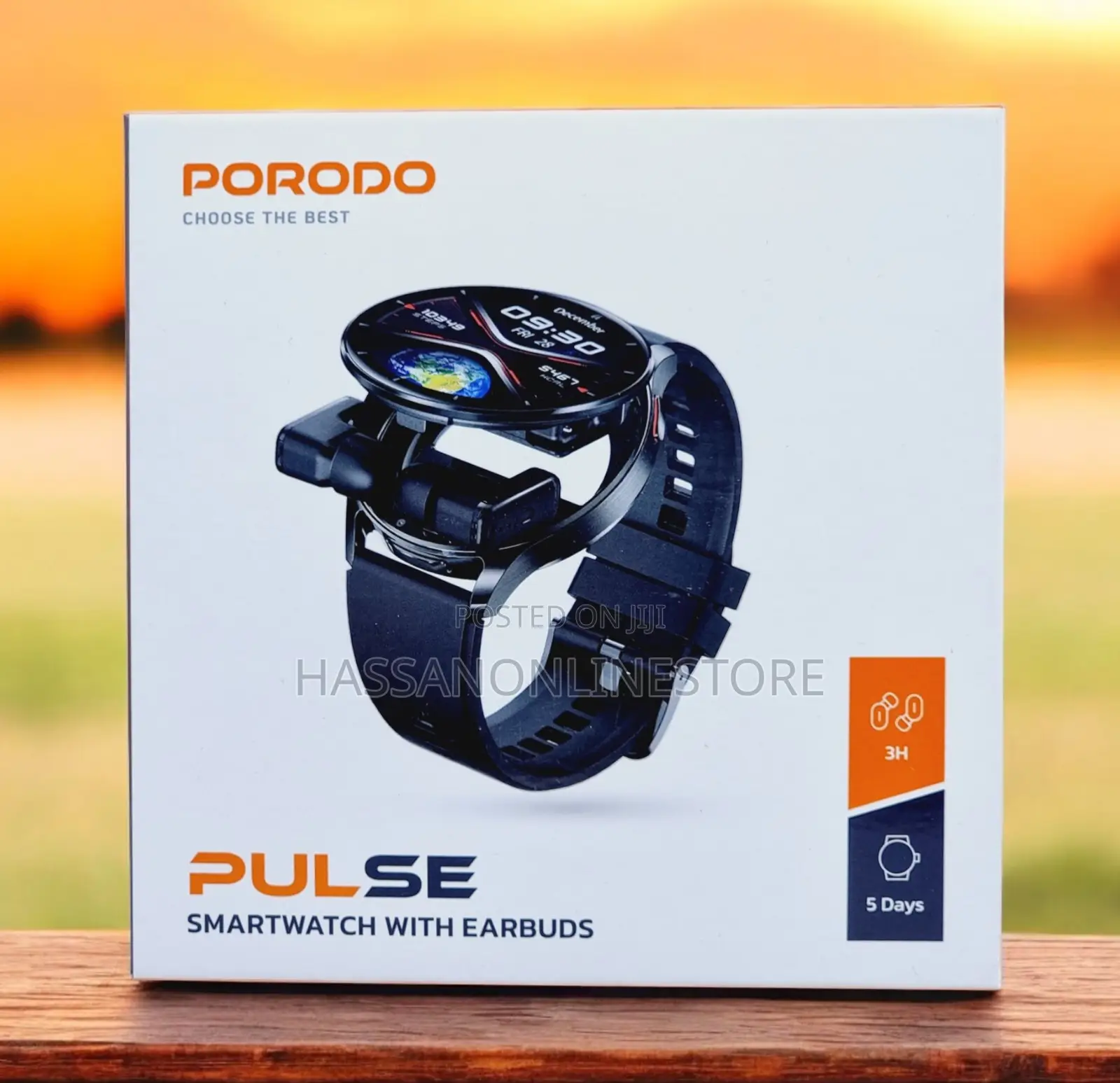 Porodo Pulse Smartwatch With Built-in Wireless Earbuds
