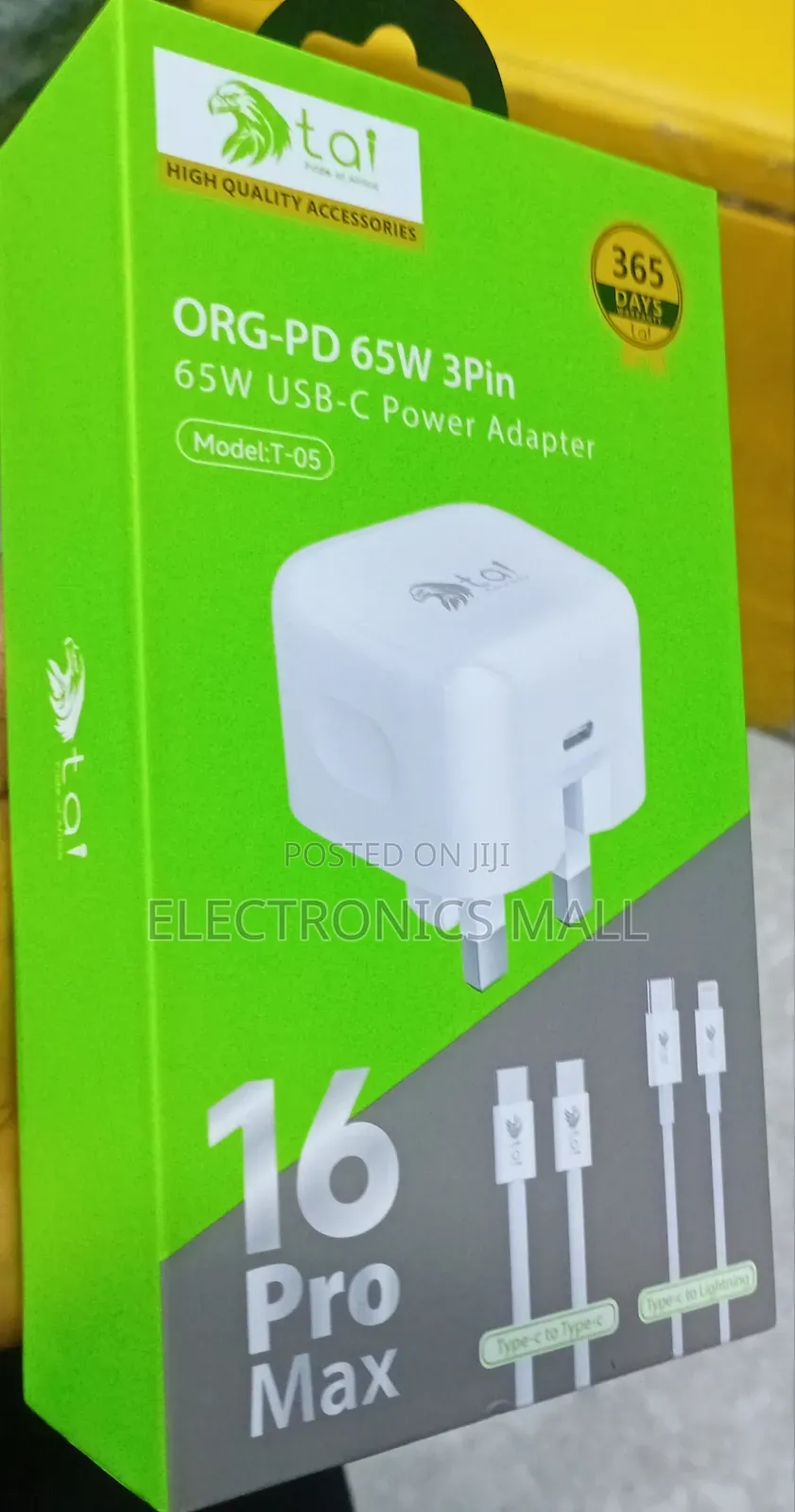 Tai T-05 Org- Pd 65w 3pin Usb-C Power Adapter