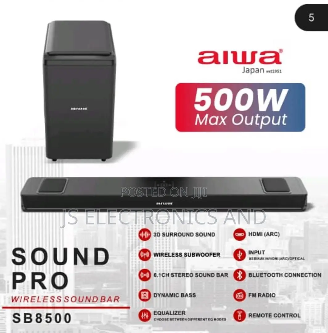 Aiwa Soundbar 500watts Wireless Sound Pro 6.1ch Quality Sound