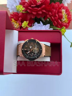 Hublot Mechanical Watch Brown Strap and Gold