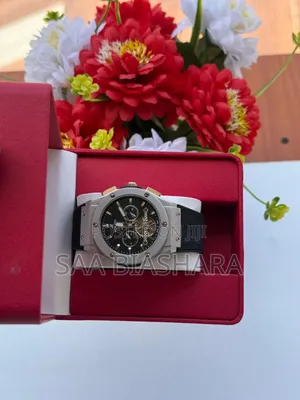 Hublot Mechanical Watch Genuine Leather Strap Black and Silver