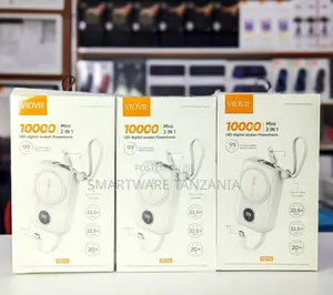 Vidvie Pb776 10000mah Mini Power Bank With Built-in Cables 22.5w