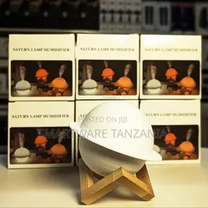 Saturn Lamp Humidifier With Led Night Light and Wooden Stand