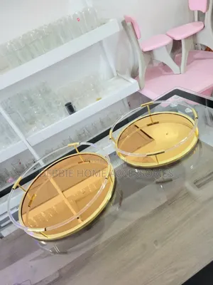 Set of Round Gold Decorative Serving Trays