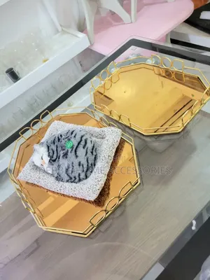 Set of Two Gold Geometric Mirrored Serving Trays