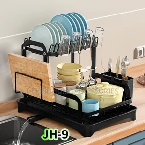 Black 2-Tier Dish Drying Rack With Model Number Jh-9.