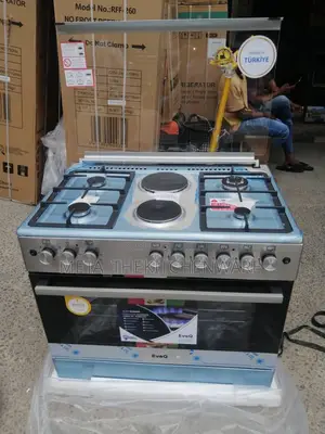 Evoq Cooker 4 Gas Burners + 2 Electric Plates + Electric Oven 90x60cm