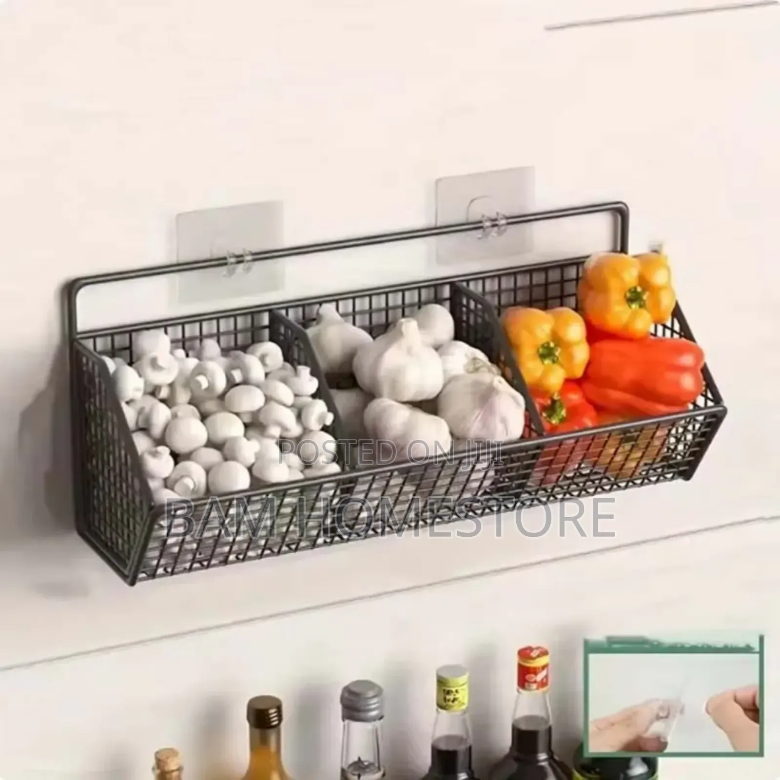 Modern 3-Section Wall-Mounted Kitchen Spice Vegetable Rack