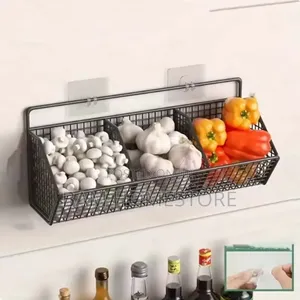 Modern 3-Section Wall-Mounted Kitchen Spice Vegetable Rack