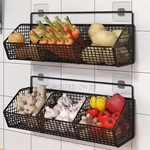 Modern 3-Section Wall-Mounted Kitchen Spice Vegetable Rack