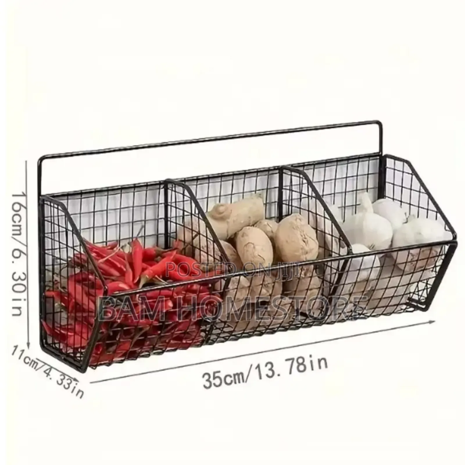 Modern 3-Section Wall-Mounted Kitchen Spice Vegetable Rack