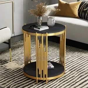 Luxury Gold Black Glass Side Table (A-233)