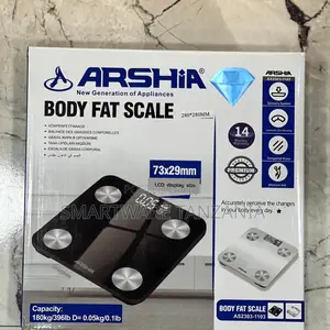 Arshia As2303-1103 Body Fat Scale 180kg Tempered Glass Black White